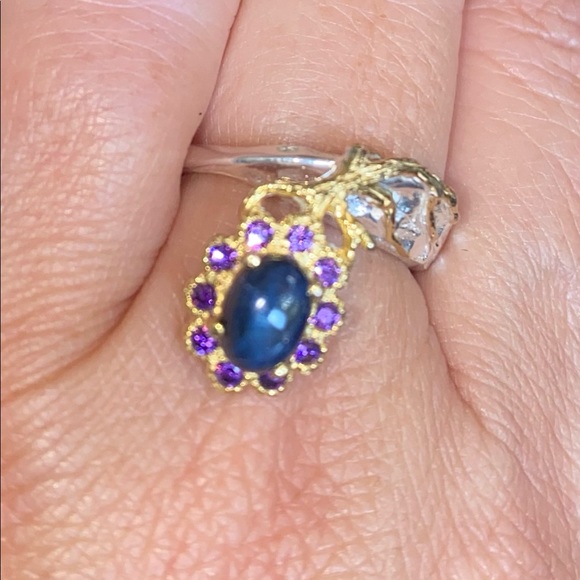 Classy Genuine Blue Star Sapphire Ring - Picture 5 of 11